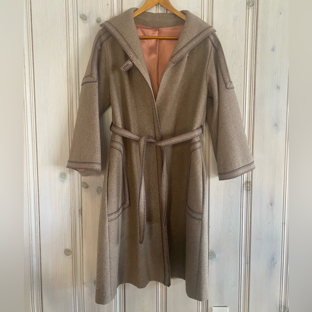 Vintage Wool Coat - Aquamates Tie Waist